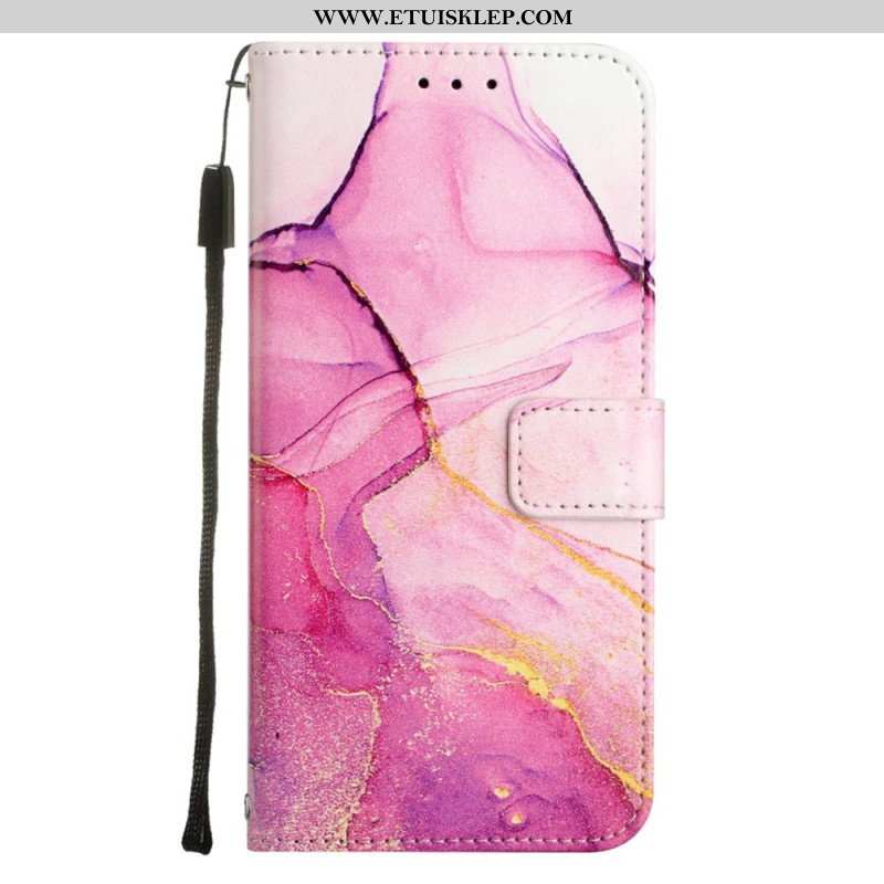 Etui Folio do iPhone 14 Pro Max z Łańcuch Pasek Marmuru